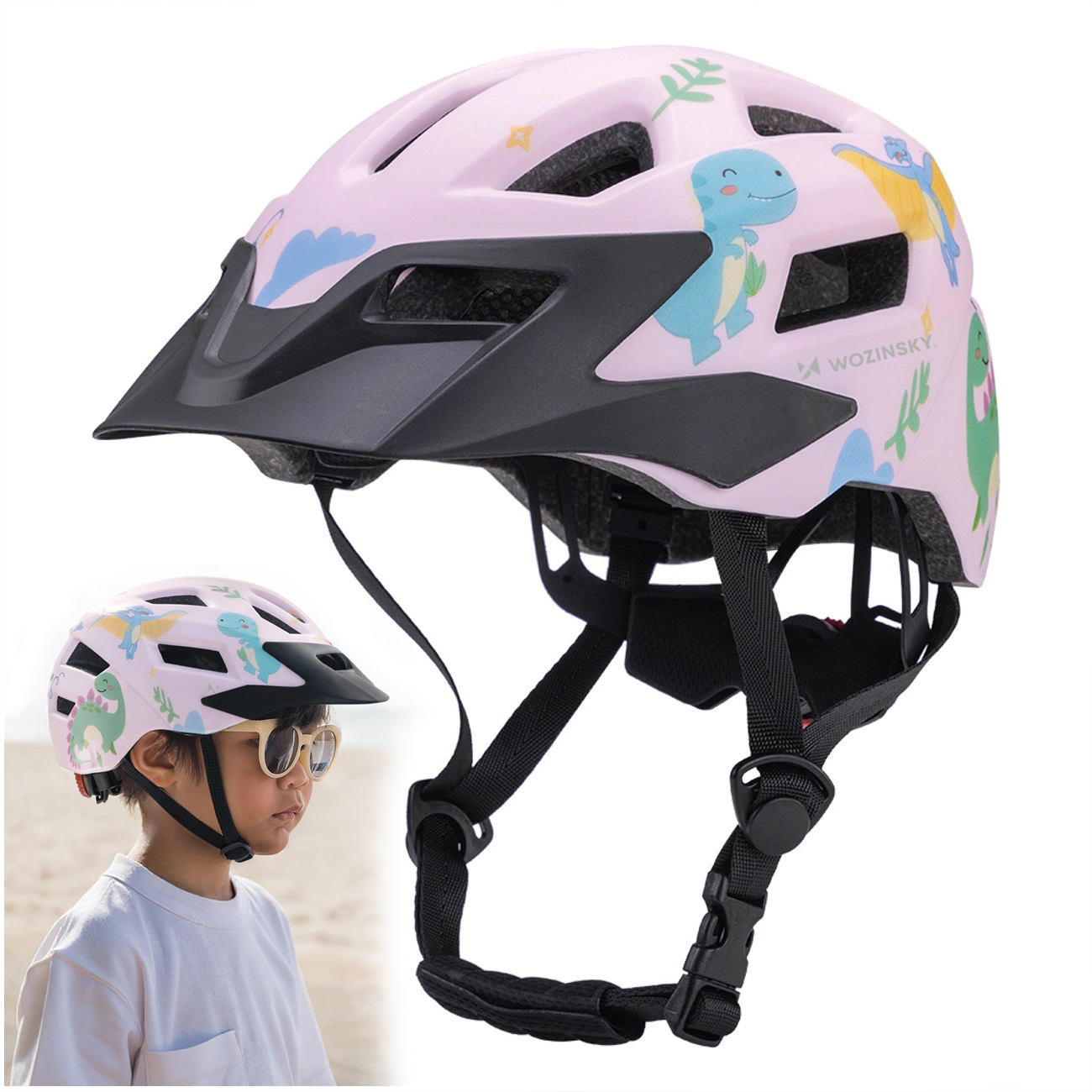 Kask Rowerowy z Odpinanym Daszkiem | dla Dzieci | M 52-56cm | Różowy