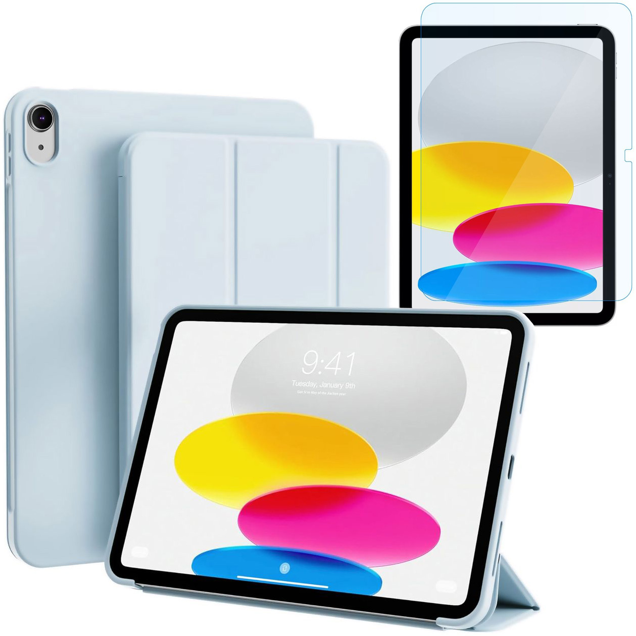 Zamykane Etui Smart Case | Blue + SZKŁO do Apple iPad 11 A16 2025 / 10 10.9 2022