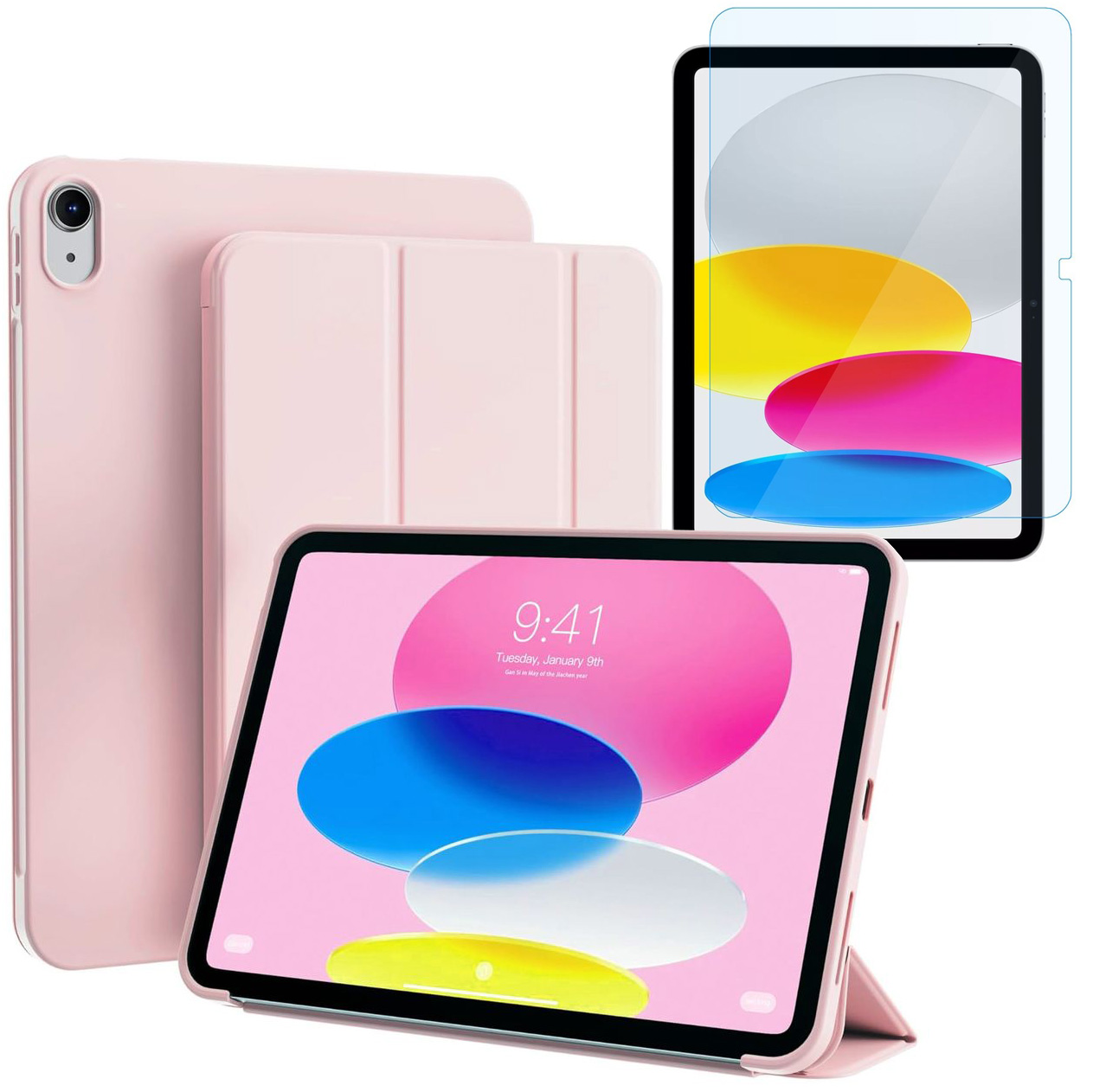 Zamykane Etui Smart Case | Pink + SZKŁO do Apple iPad 11 A16 2025 / 10 10.9 2022