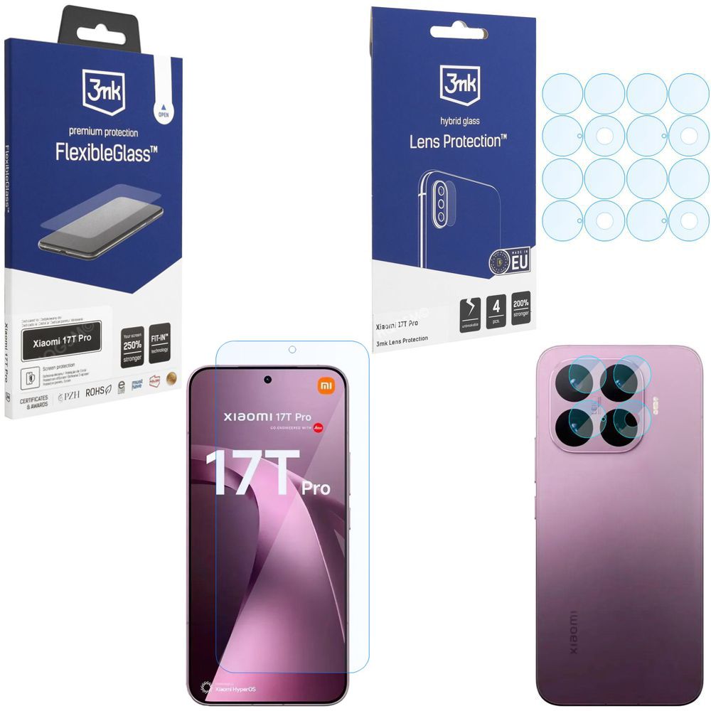 SZKŁO 3mk Flexible Glass + 4x SZKŁO na Aparat do Xiaomi 17T Pro