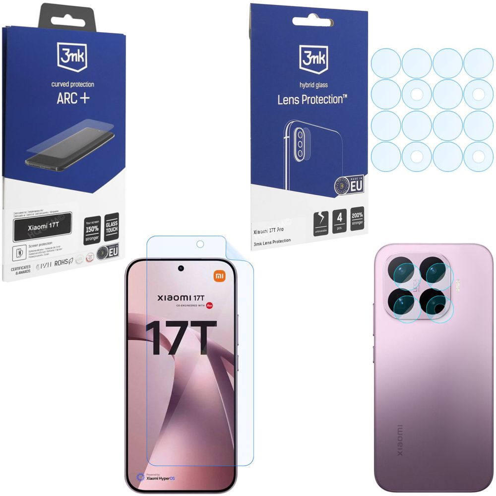 FOLIA 3mk Curved Protection ARC+ + 4x Szkło na APARAT do Xiaomi 17T