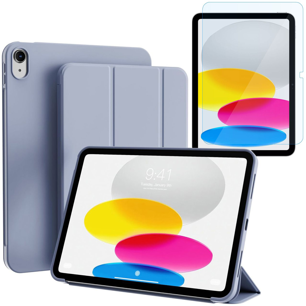 Zamykane Etui Smart Case | Grey Blue + SZKŁO do Apple iPad 11 A16 2025 / 10 10.9 2022
