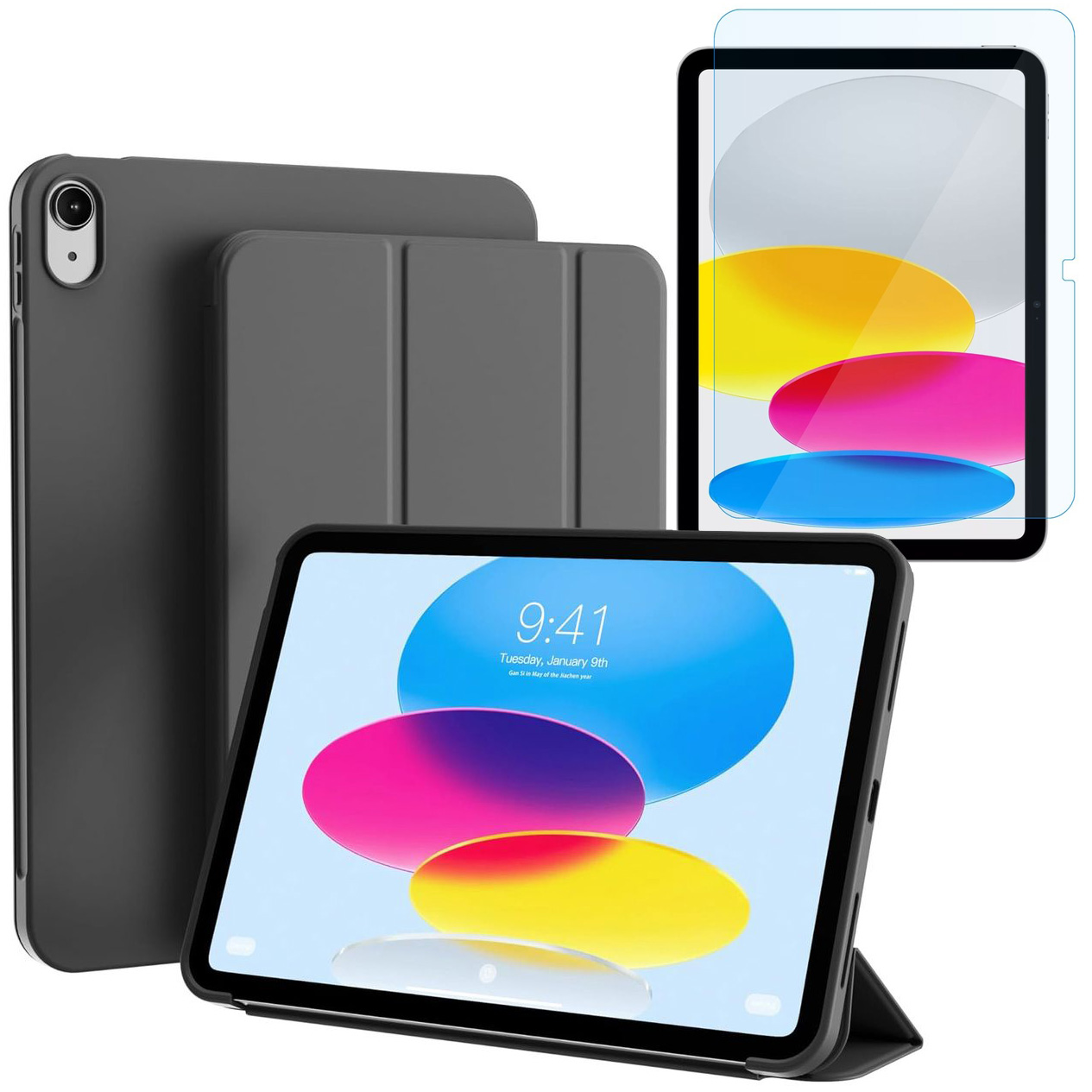 Zamykane Etui Smart Case | Black + SZKŁO do Apple iPad 11 A16 2025 / 10 10.9 2022