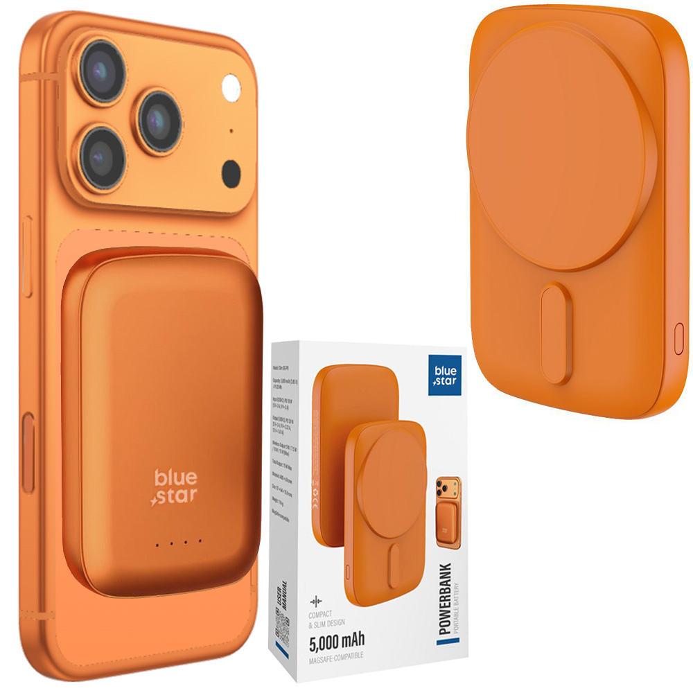 Mini Magnetyczny Powerbank PD 20W z MagSafe 15W | 5000mAh | Orange
