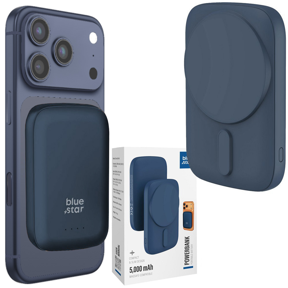Mini Magnetyczny Powerbank PD 20W z MagSafe 15W | 5000mAh | Blue