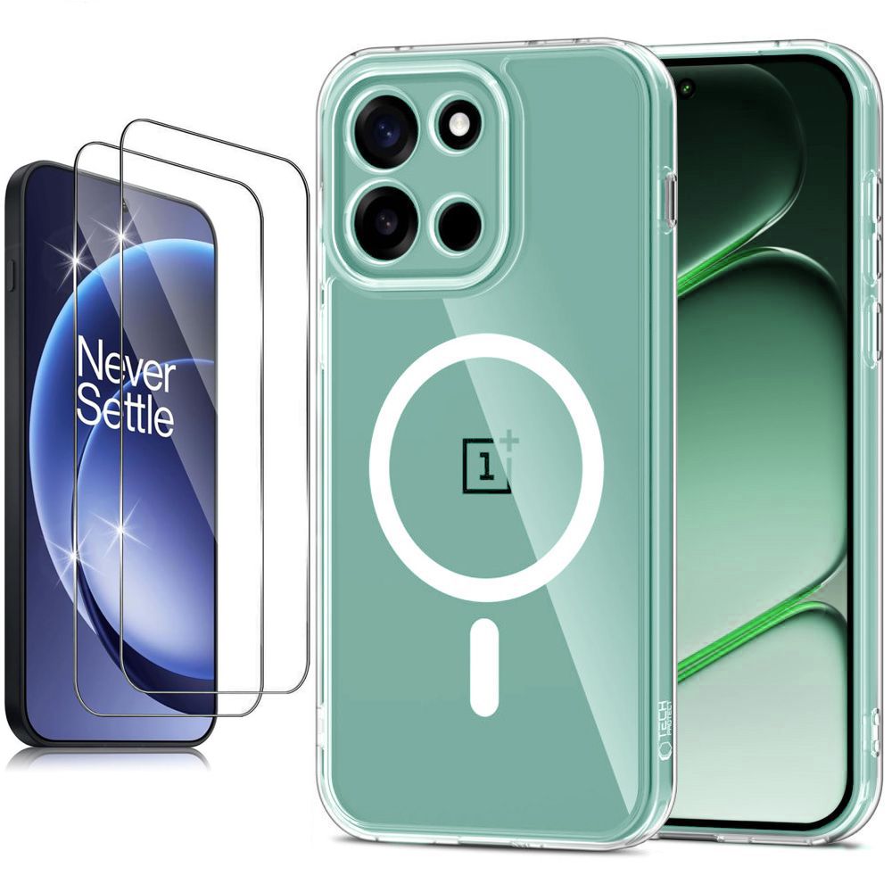 Etui Hybrydowe Magnetic Case | Clear White + 2x SZKŁO 5D do OnePlus Nord 6
