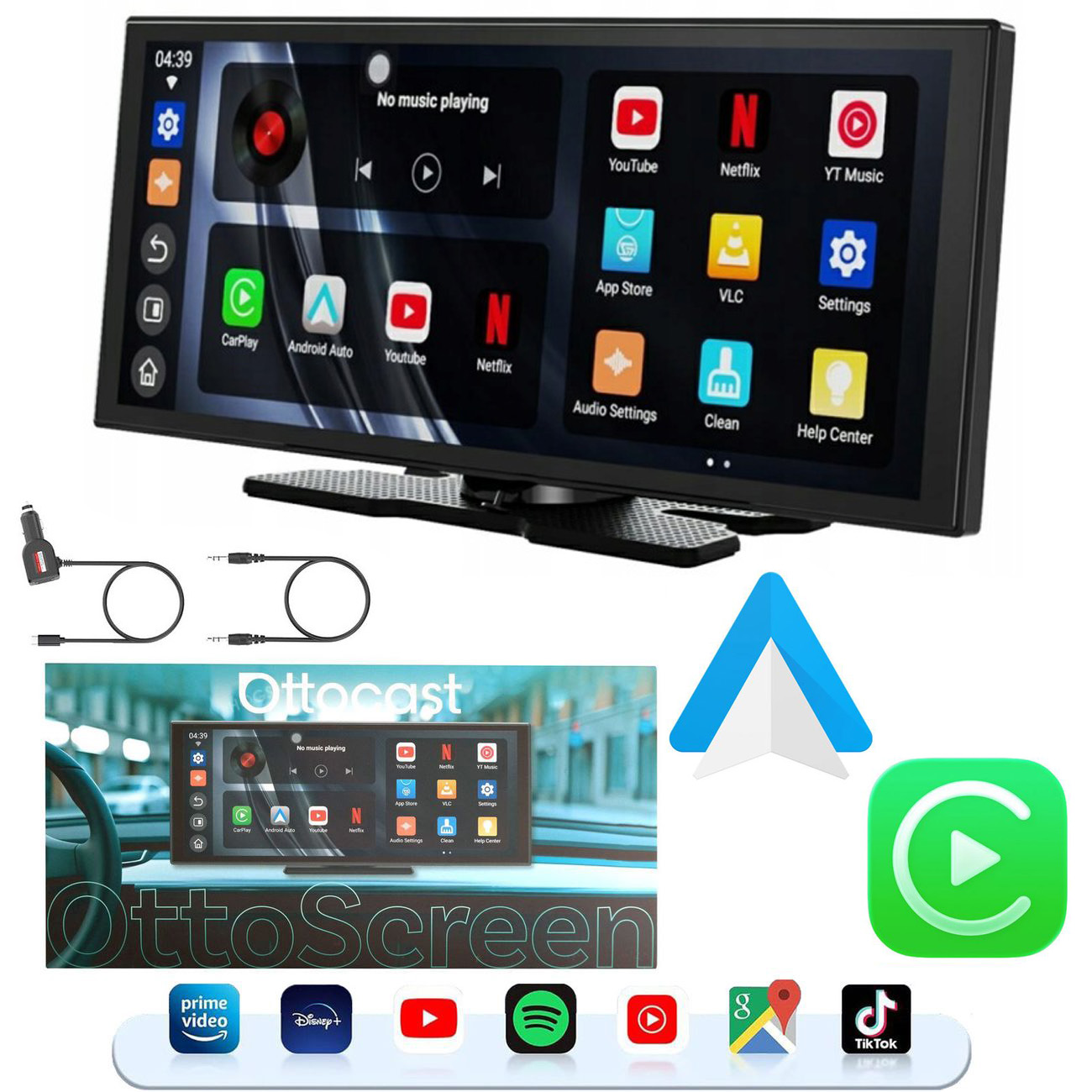 Ottocast Ottoscreen Droid Pro | Inteligentny Ekran do Samochodu z Apple CarPlay i Android Auto