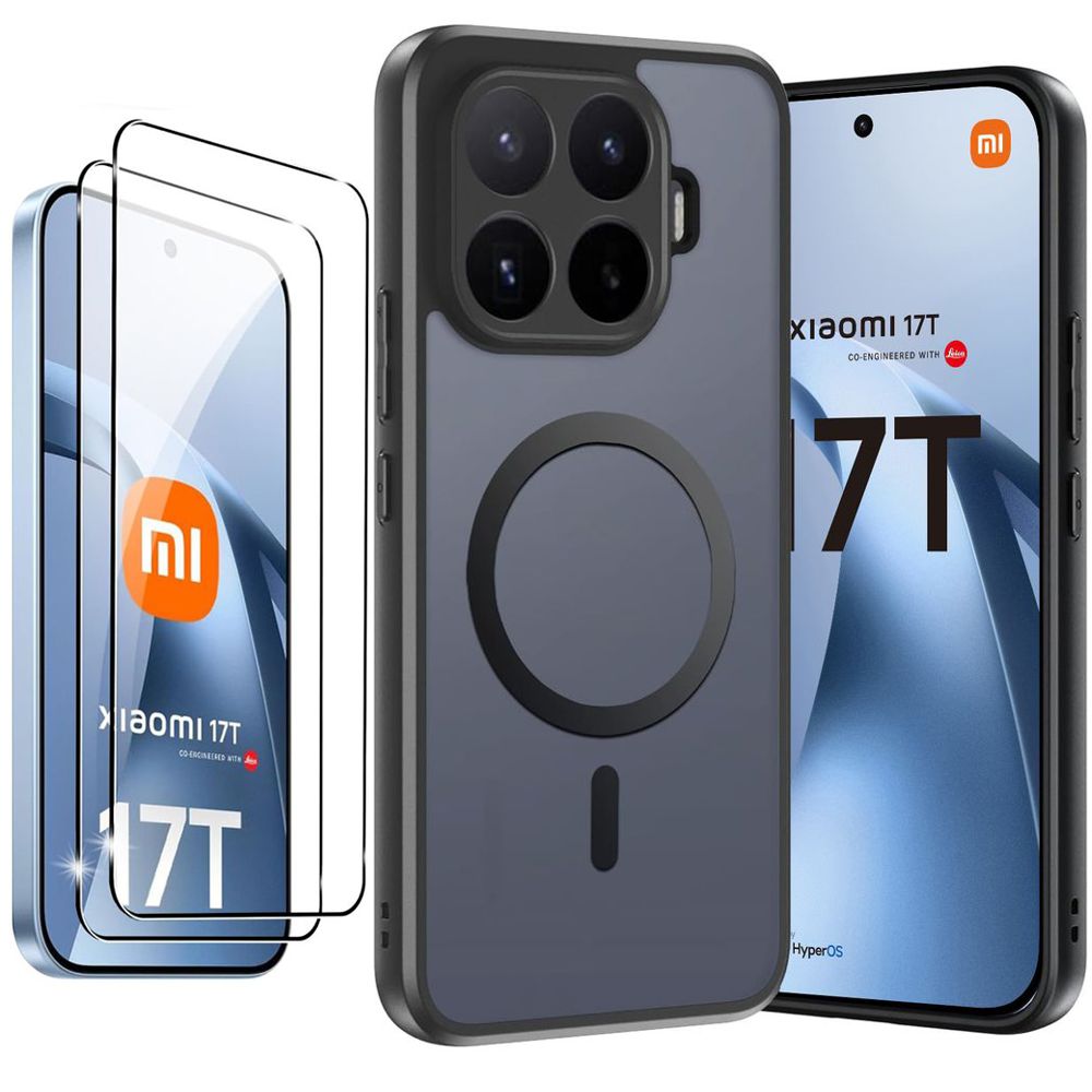 Etui Hybrydowe Magnetic Case | Matte Black + 2x SZKŁO 5D do Xiaomi 17T