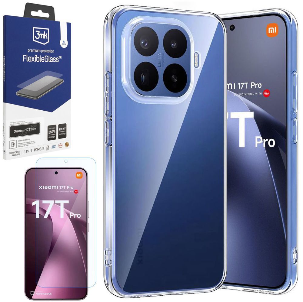 Etui 3mk Clear Case | Bezbarwne + SZKŁO 3mk do Xiaomi 17T Pro