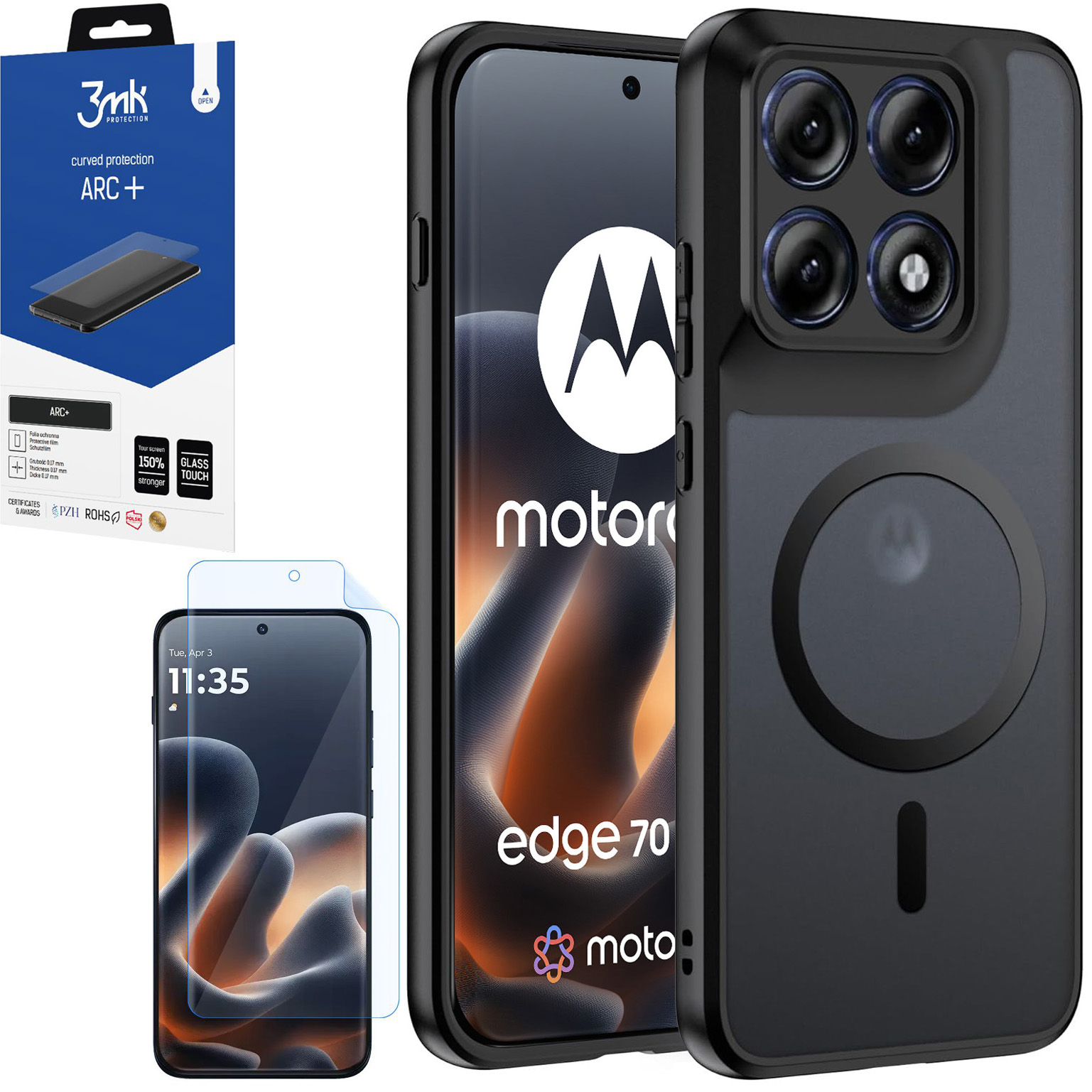 Etui Hybrydowe Magnetic Case | Matte Black + FOLIA 3mk do Motorola Edge 70 Pro 5G