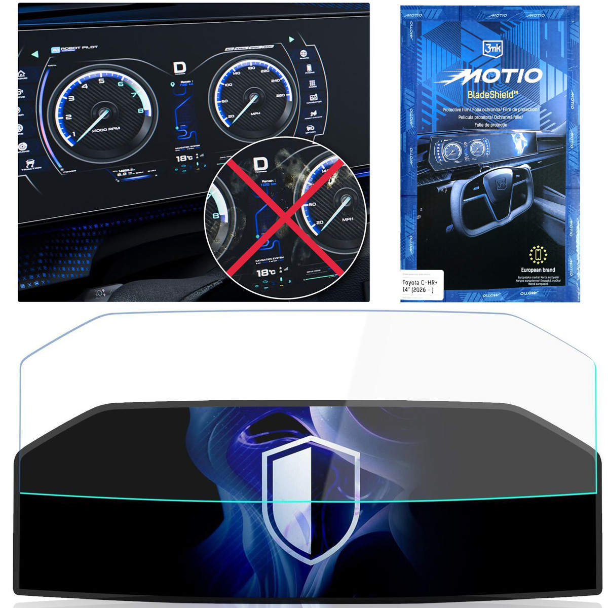3mk MOTIO BladeShield | Matowa Folia Ochronna na Ekran do Toyota C-HR+ 14″ (2026 – )