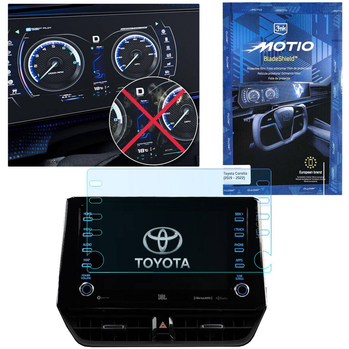 3mk MOTIO BladeShield | Matowa Folia Ochronna na Ekran do Toyota Corolla 8″ (2019-2022)