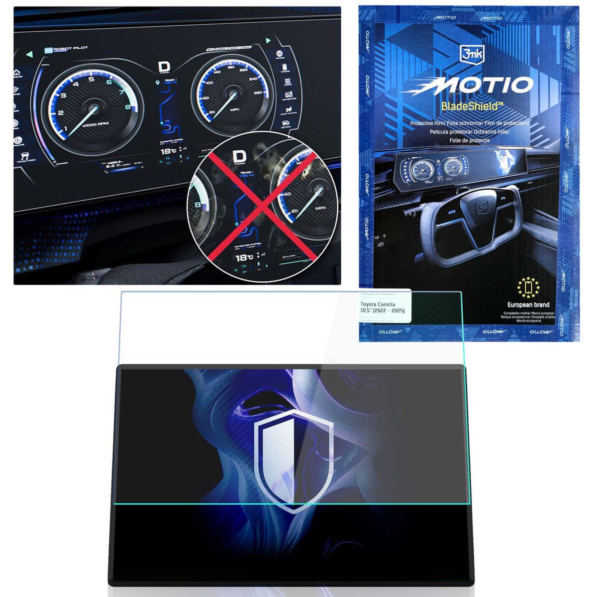 3mk MOTIO BladeShield | Matowa Folia Ochronna na Ekran do Toyota Corolla 10.5″ (2022-2025)