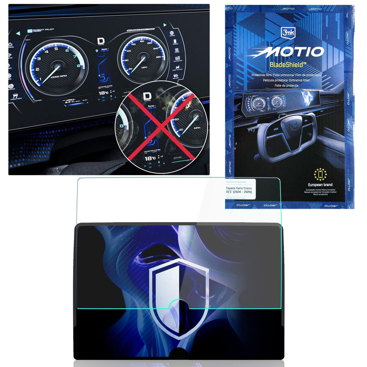 3mk MOTIO BladeShield | Matowa Folia Ochronna na Ekran do Toyota Yaris Cross 10.5″ (2024-2026)
