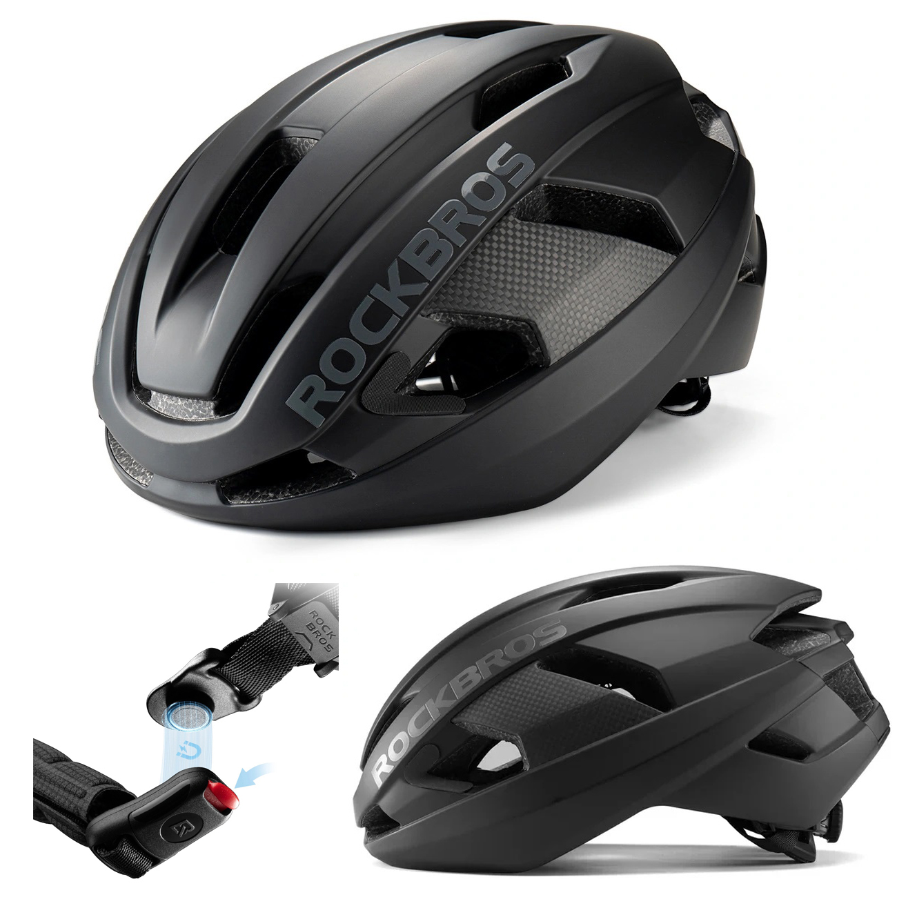 RockBros | Kask Rowerowy z Włókna Węglowego | Unisex 58-62cm | Carbon Black