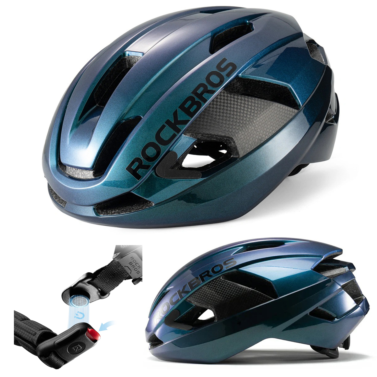 RockBros | Kask Rowerowy z Włókna Węglowego | Unisex 58-62cm | Carbon Chameleon