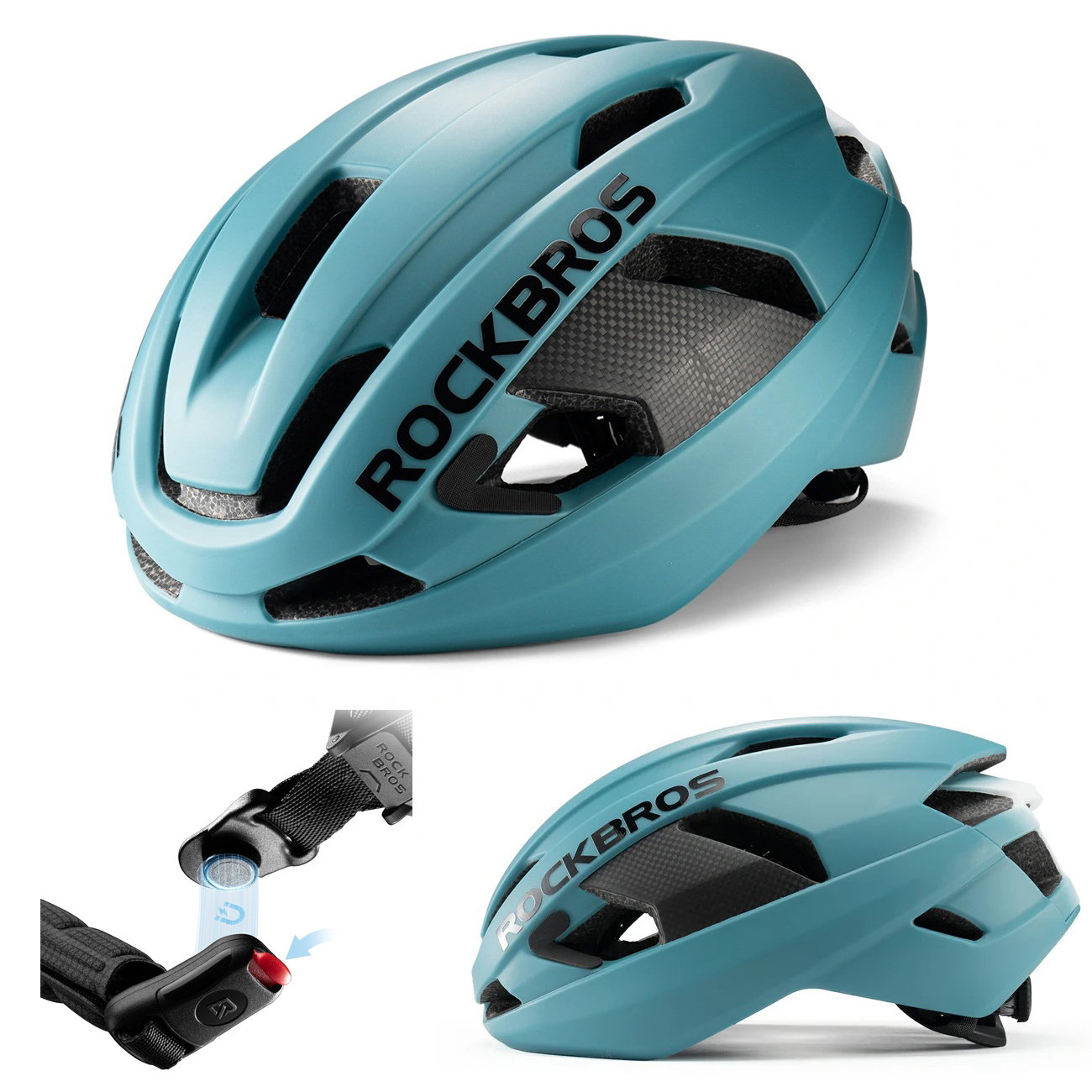 RockBros | Kask Rowerowy z Włókna Węglowego | Unisex 58-62cm | Carbon Blue