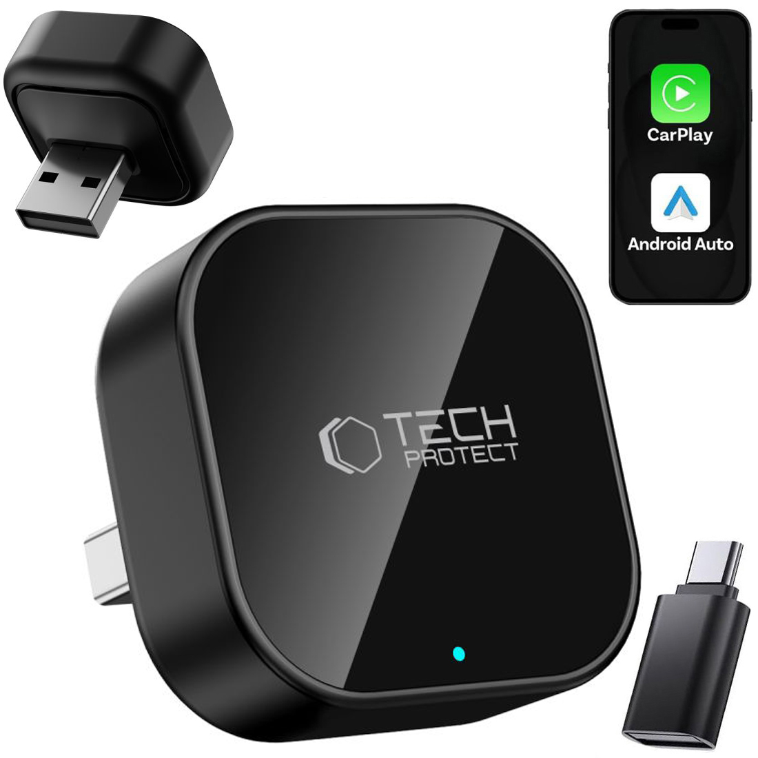Ultraboost CA01 | Bezprzewodowy Adapter do Samochodu z Apple CarPlay i Android Auto