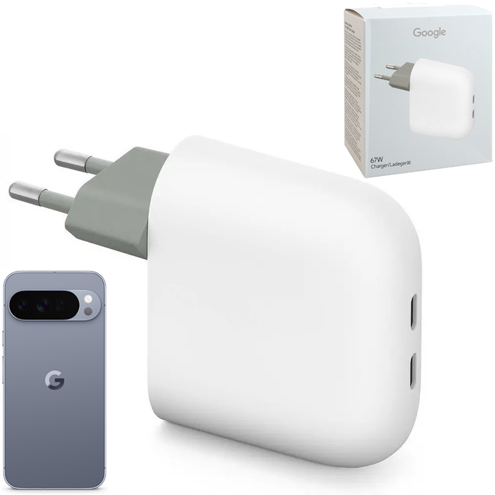Google Pixel Flex Dual Port | Oryginalna Ładowarka Sieciowa 2x USB-C 67W | Biała