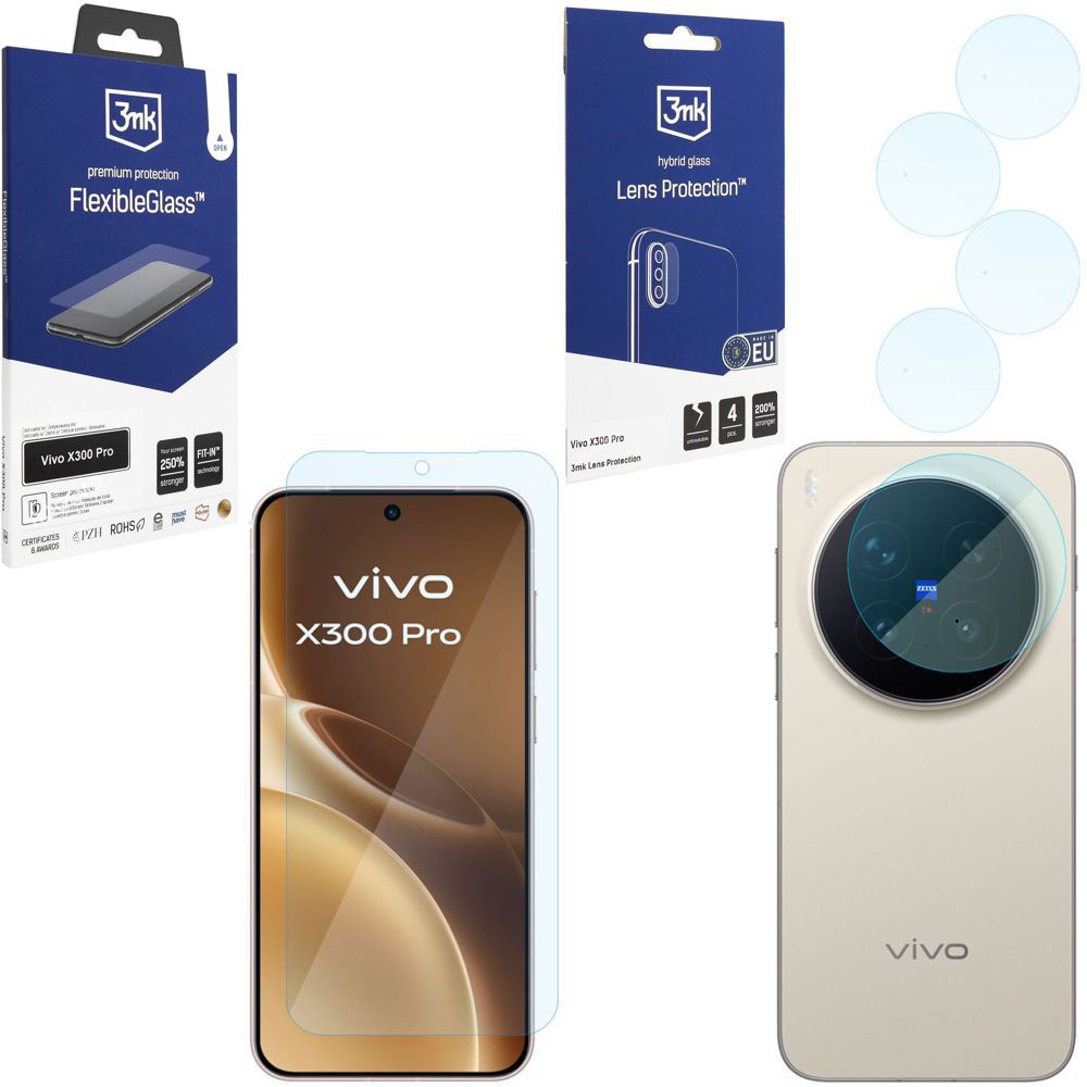 SZKŁO 3mk Flexible Glass + 4x SZKŁO na Aparat do Vivo X300 Pro