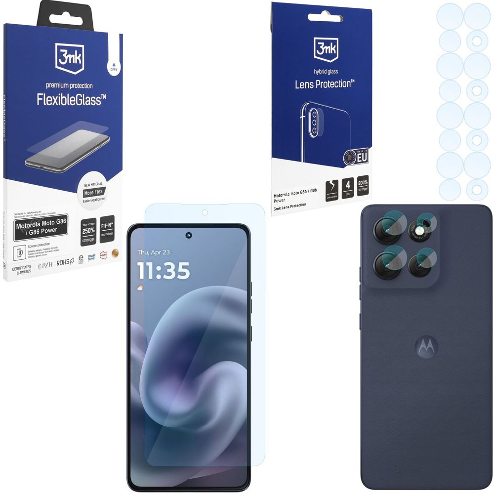 SZKŁO 3mk Flexible Glass + 4x SZKŁO na Aparat do Motorola Moto G86 / G86 Power