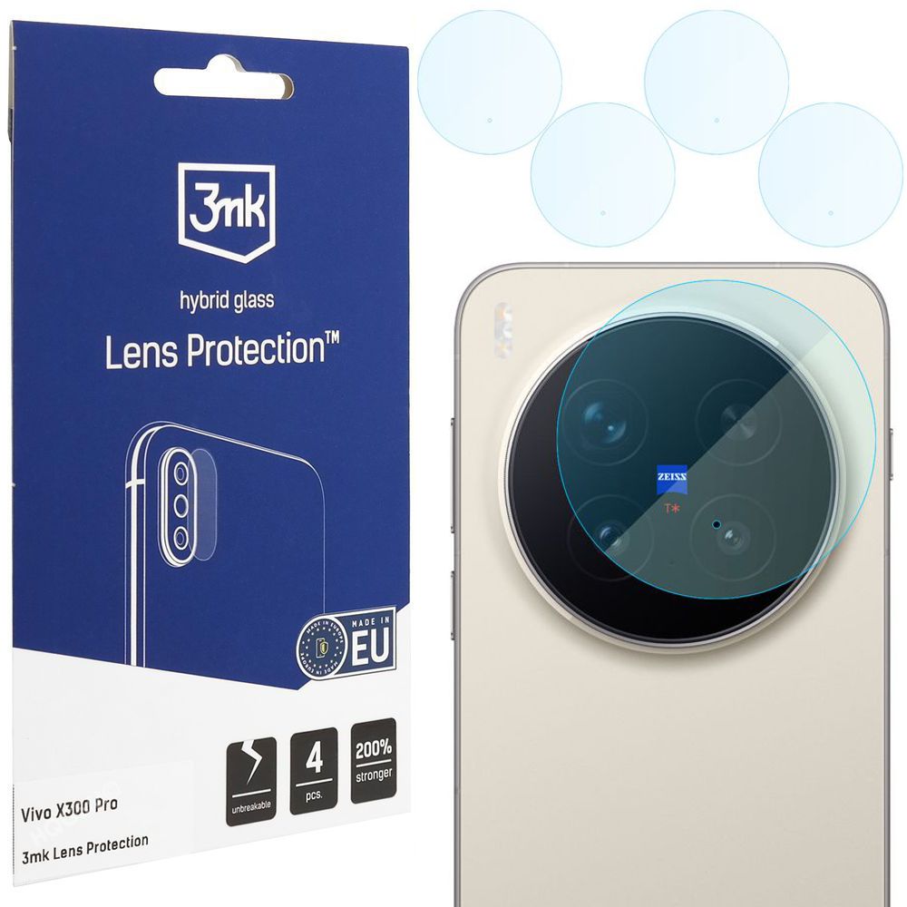 4x 3mk Lens Protection | Szkło Hybrydowe na Obiektyw Aparat do Vivo X300 Pro