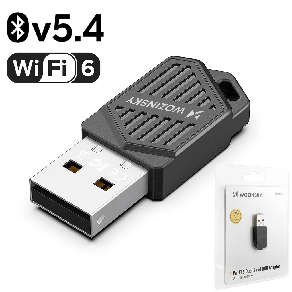 Wozinsky | Karta Sieciowa Zewnętrzna USB | Dwupasmowy Wi-Fi 6 2.5GHz 5GHz Bluetooth 5.4