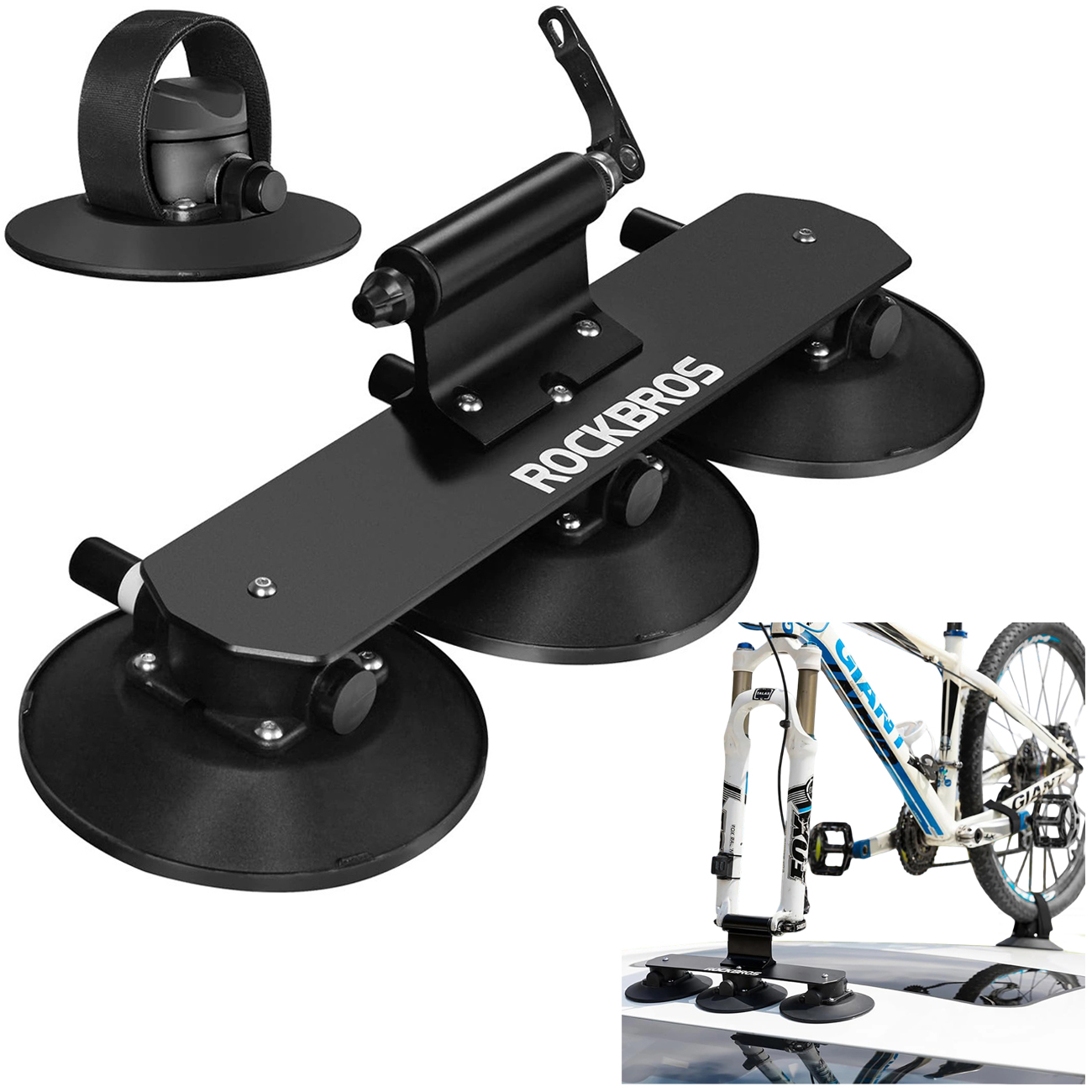 RockBros Bike Rack XP1001 | Bagażnik Dachowy na Rower | Przyssawki Bezinwazyjny Montaż