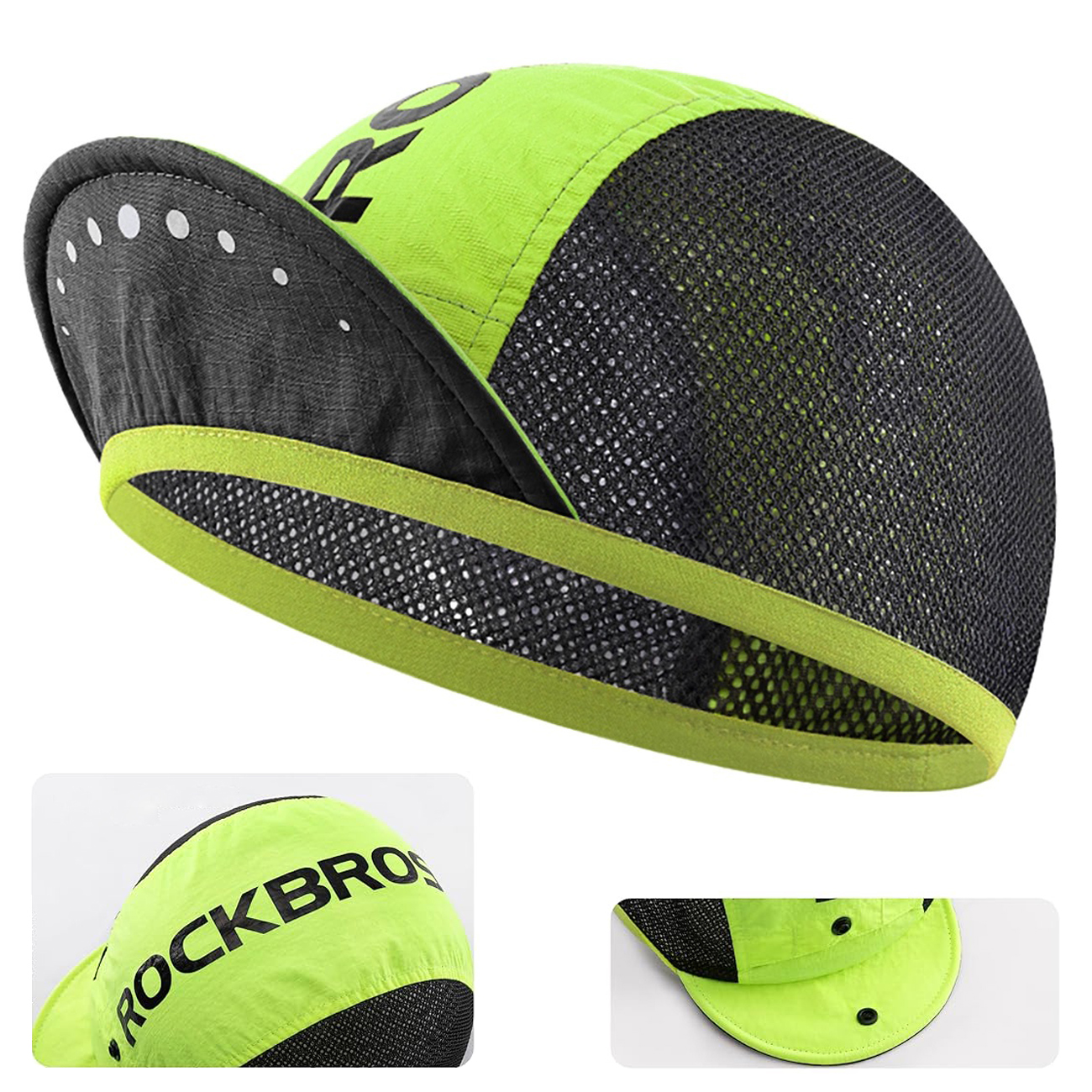 Rockbros | Czapka Rowerowa z Daszkiem | Kolarska pod Kask Oddychająca | Zielona