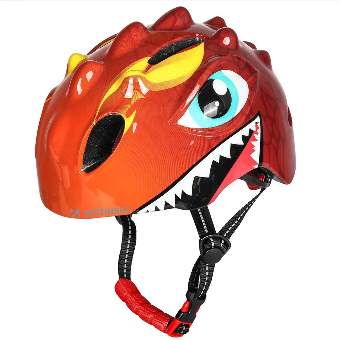 Kask Rowerowy dla Dzieci | S 50-54cm | Dinozaur Czerwony