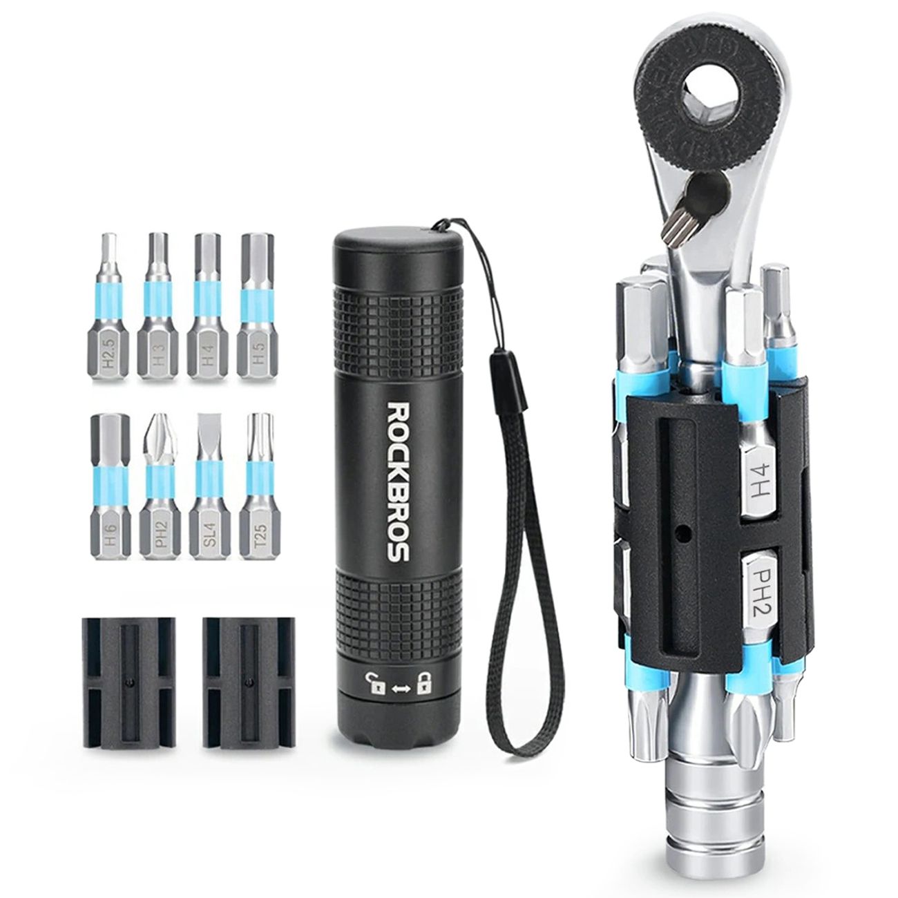 RockBros TG-8601 | Grzechotka Rowerowa | Multitool z Zestawem Bitów