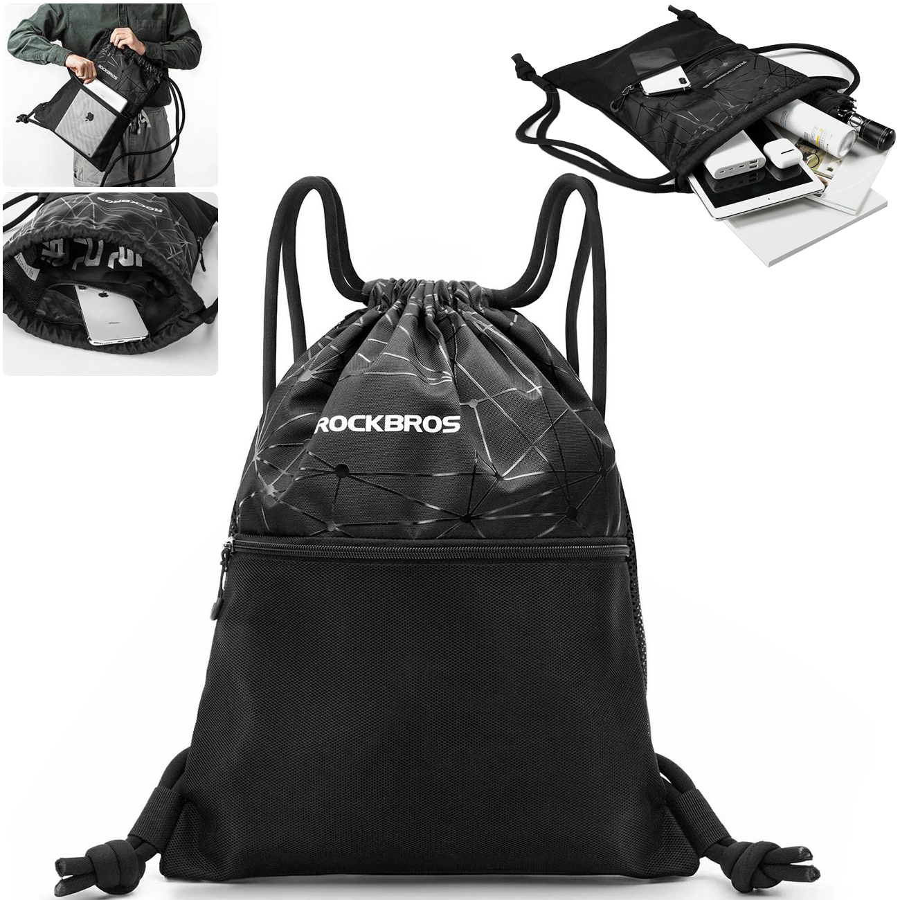 RockBros | Plecak Sportowy Worek | Kieszeń na Zamek Wentylowane Plecy | 9l