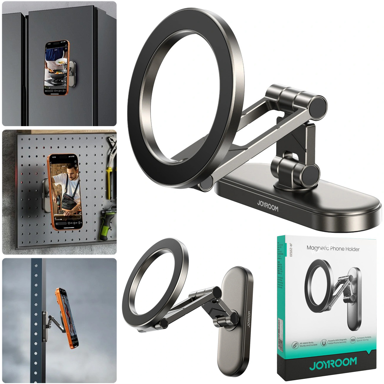 Joyroom | Dwustronny Magnetyczny Składany Uchwyt na Telefon | MagSafe Qi2 | Obrotowy