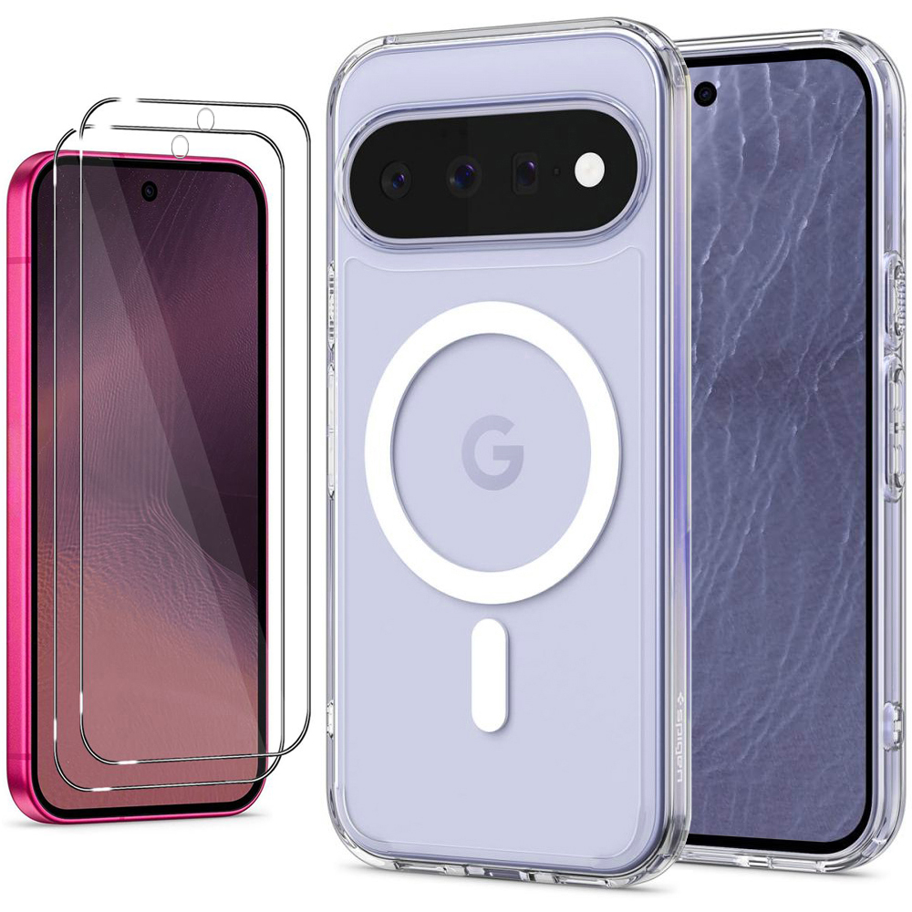 Etui SPIGEN Ultra Hybrid PixelSnap | Clear White + 2x SZKŁO do Google Pixel 11