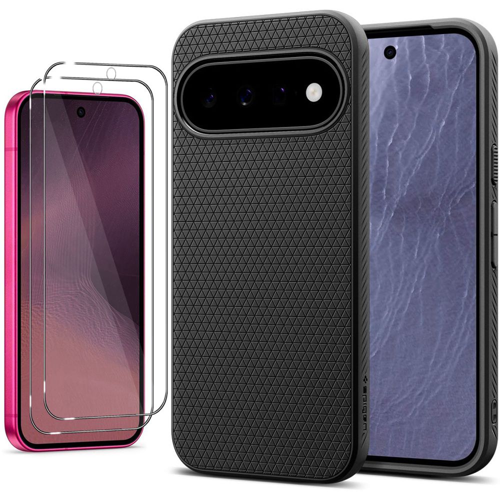 Etui SPIGEN Liquid Air | Matte Black + 2x SZKŁO do Google Pixel 11
