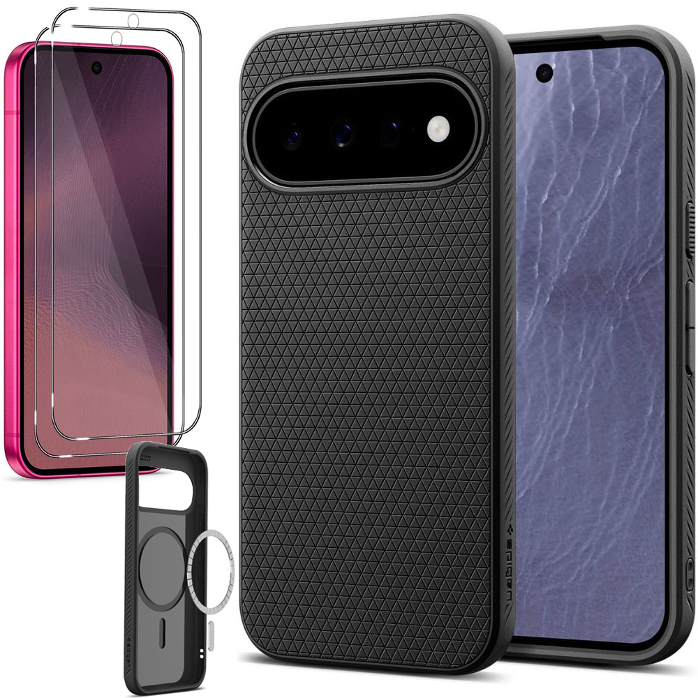 Etui SPIGEN Liquid Air PixelSnap | Matte Black + 2x SZKŁO do Google Pixel 11