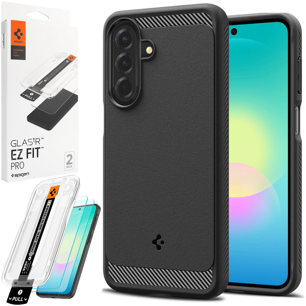 Etui SPIGEN Rugged Armor | Black + SZKŁO Spigen do Samsung Galaxy A27 5G
