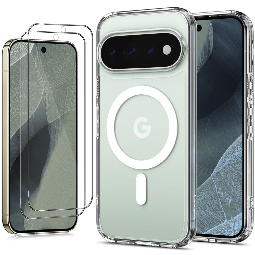 Etui SPIGEN Ultra Hybrid PixelSnap | Clear White + 2x SZKŁO do Google Pixel 11 Pro XL