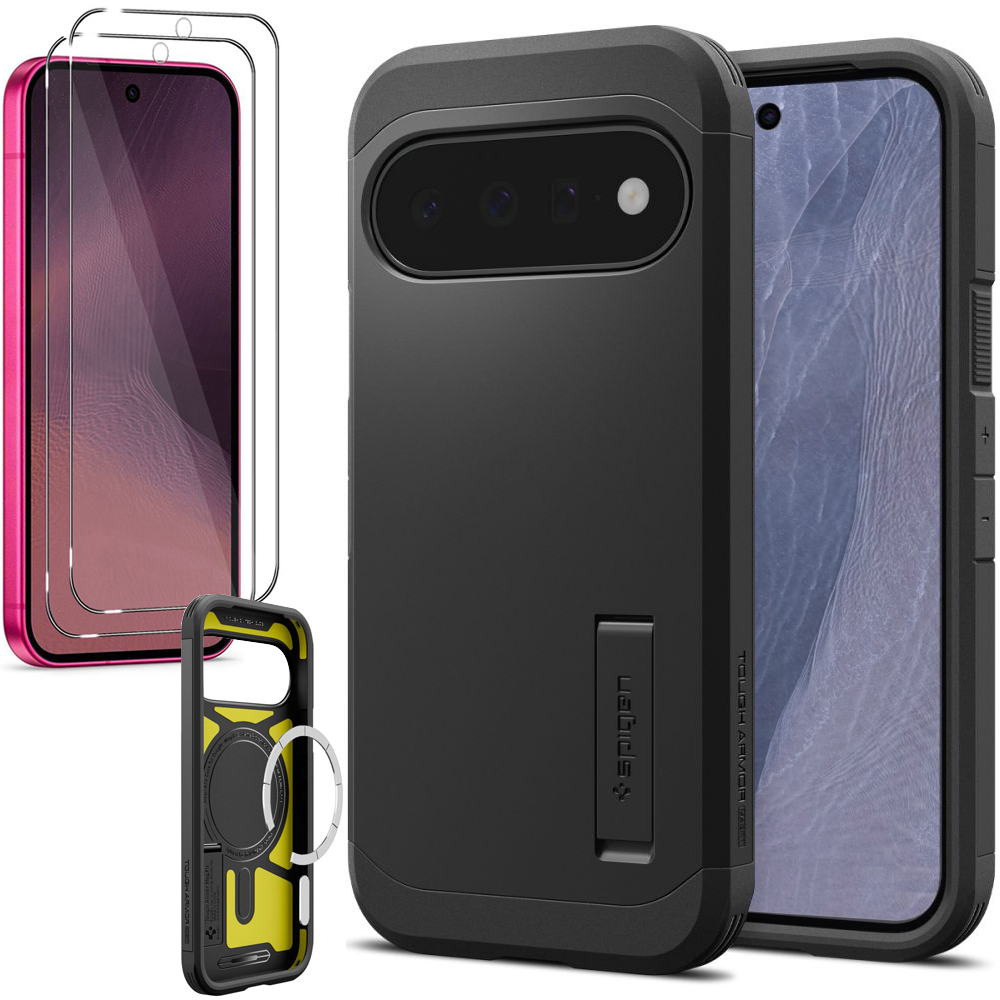 Pancerne Etui SPIGEN Tough Armor PixelSnap | Black + 2x SZKŁO do Google Pixel 11