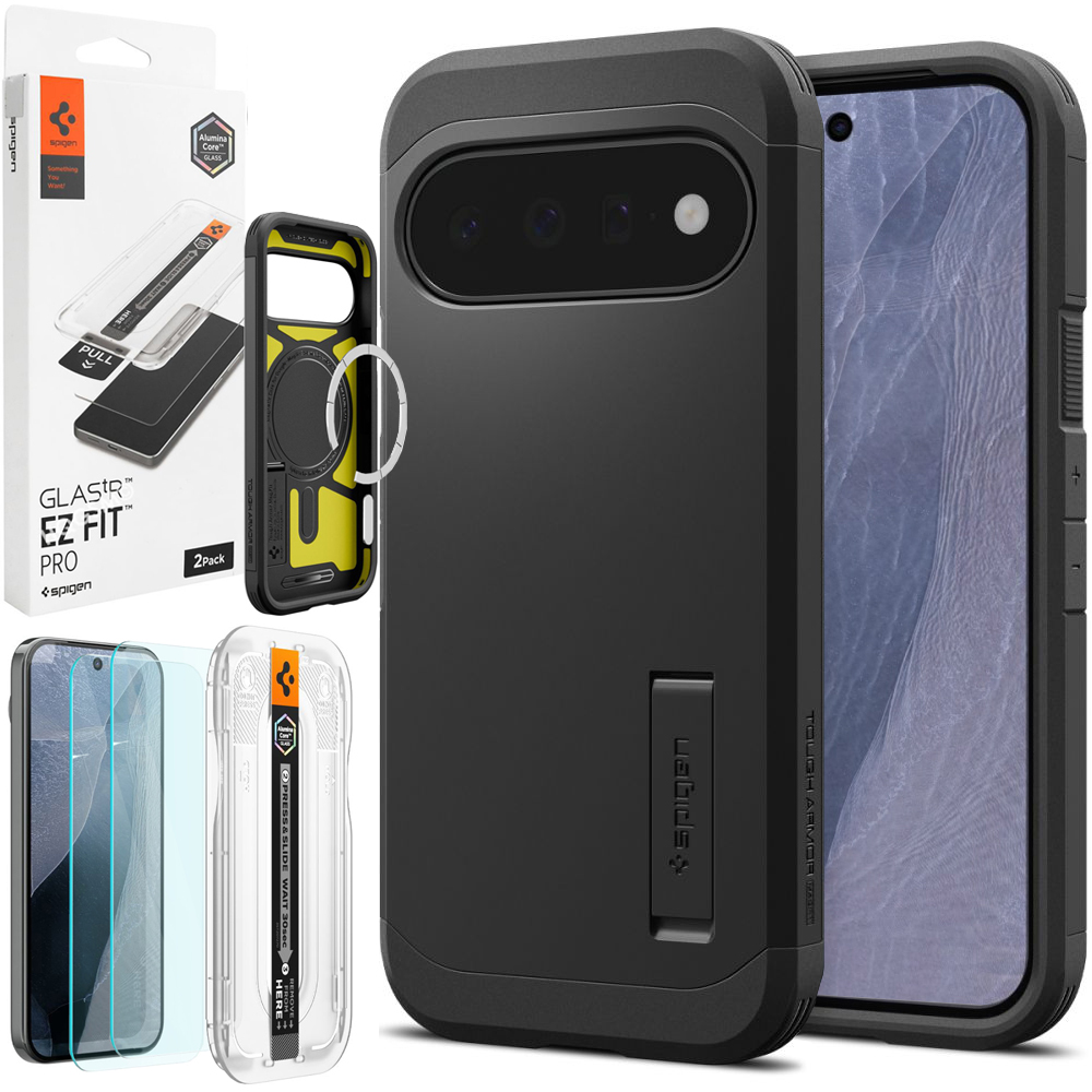 Pancerne Etui SPIGEN Tough Armor PixelSnap | Black + 2x SZKŁO SPIGEN do Google Pixel 11