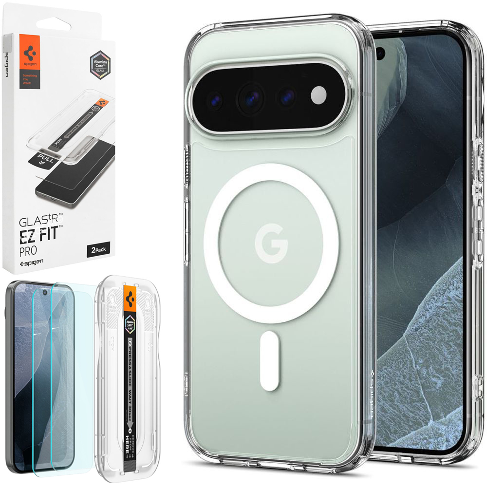 Etui SPIGEN Ultra Hybrid PixelSnap | Clear White + 2x SZKŁO SPIGEN do Google Pixel 11 Pro