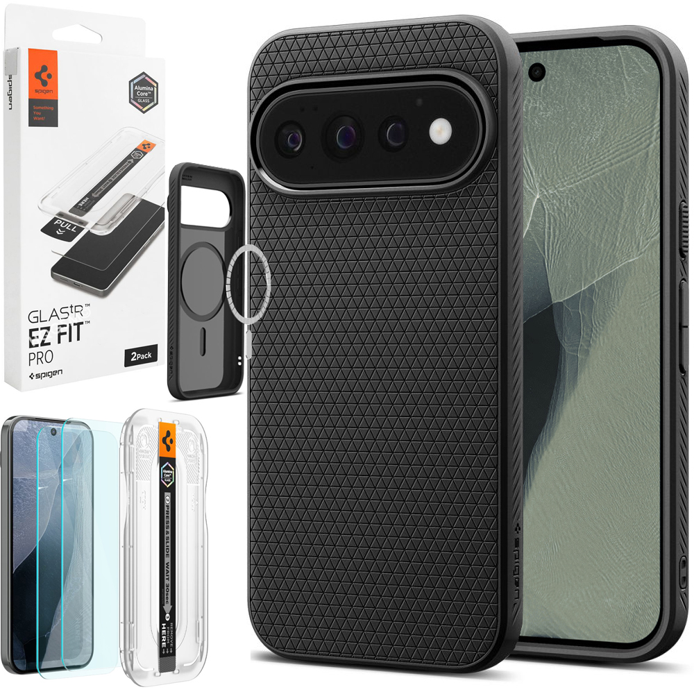 Etui SPIGEN Liquid Air PixelSnap | Matte Black + 2x SZKŁO SPIGEN do Google Pixel 11 Pro