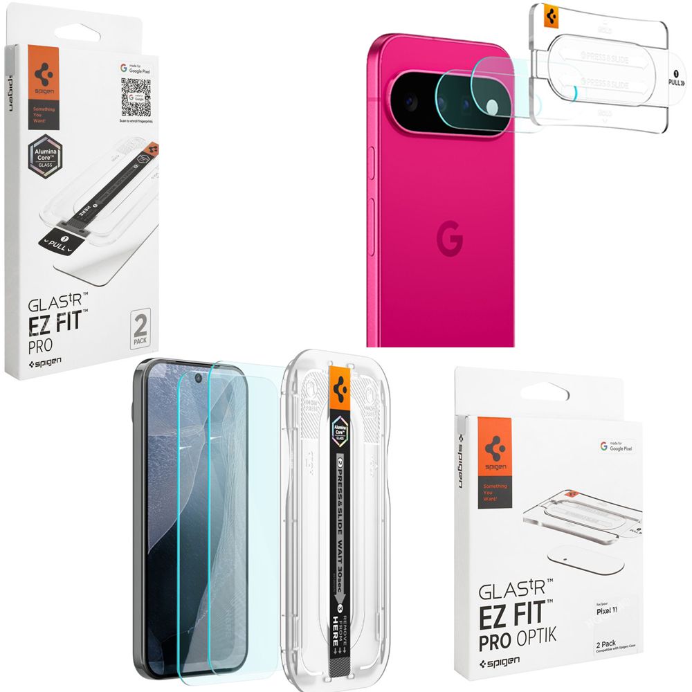 2x Szkło SPIGEN GLAS.tR EZ FIT + 2x SPIGEN EZ Fit OPTIK Szkło na Aparat do Google Pixel 11