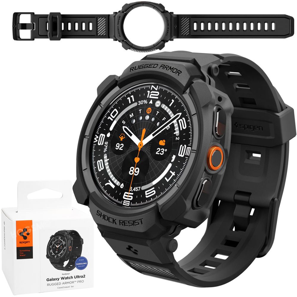 Etui + Pasek SPIGEN Rugged Armor PRO | Black do Samsung Galaxy Watch Ultra2