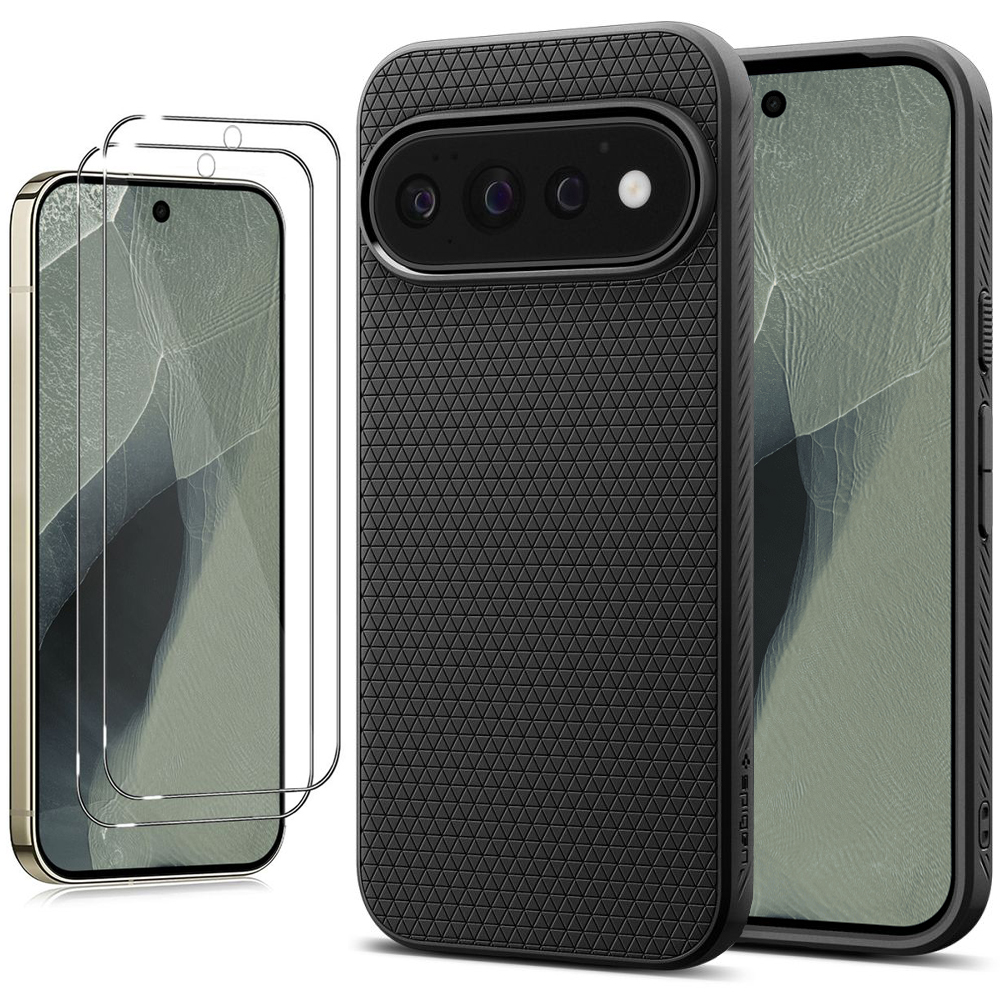 Etui SPIGEN Liquid Air | Matte Black + 2x SZKŁO do Google Pixel 11 Pro XL