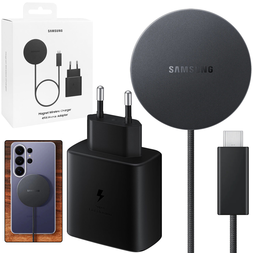 Samsung Magnet Wireless Charger + 45W Power Adapter | Ładowarka Bezprzewodowa 25W i Ładowarka Sieciowa 45W | Qi2.2