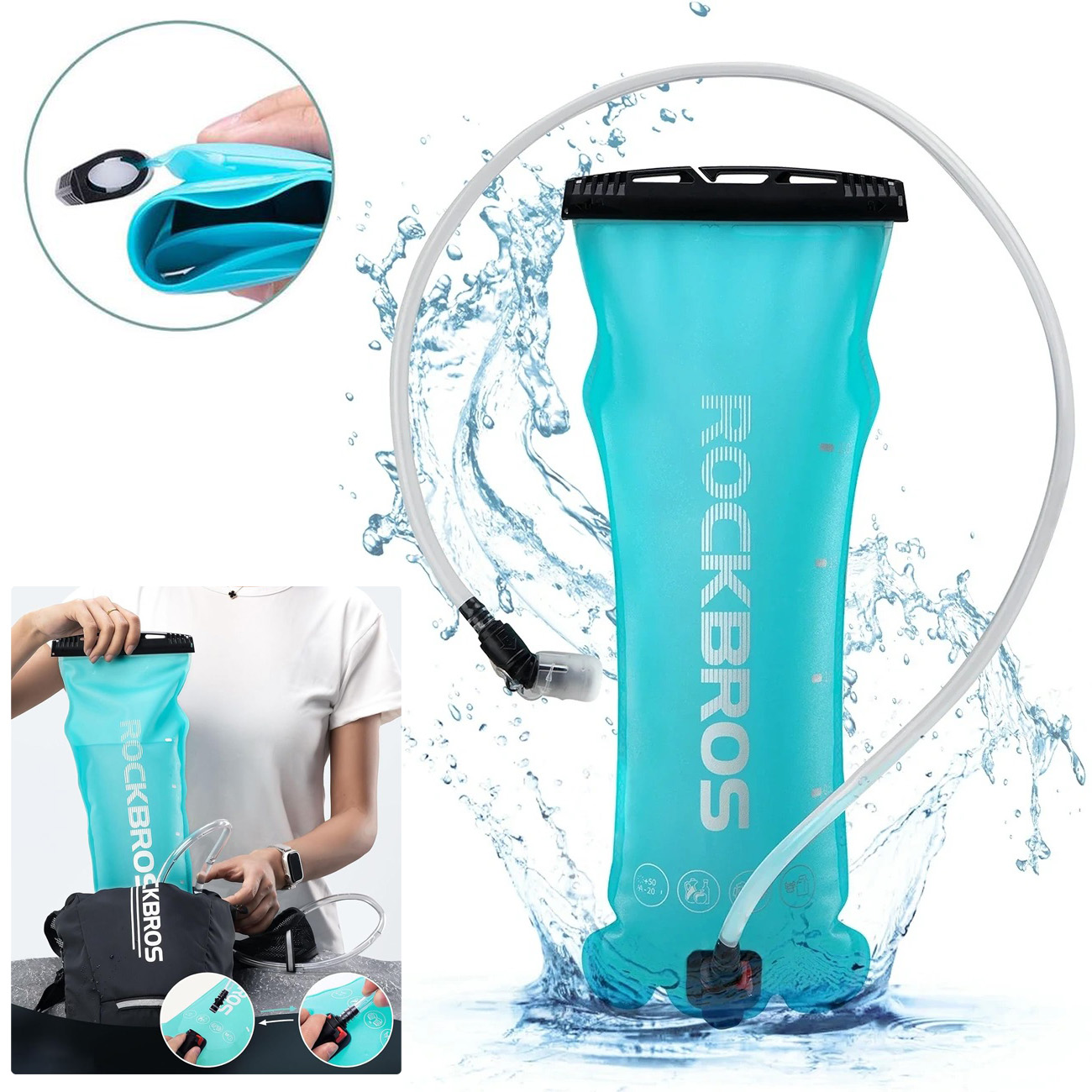 RockBros | Bukłak na Wodę 2l | na Rower do Biegania | Błękitny