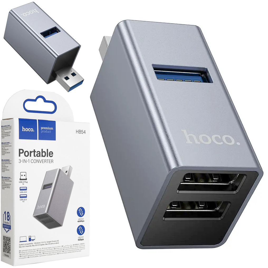 Hoco. | Hub 3w1 USB-A 3.0 na 2x USB-A 2.0 + USB-A 3.0 | Rozdzielacz Portów