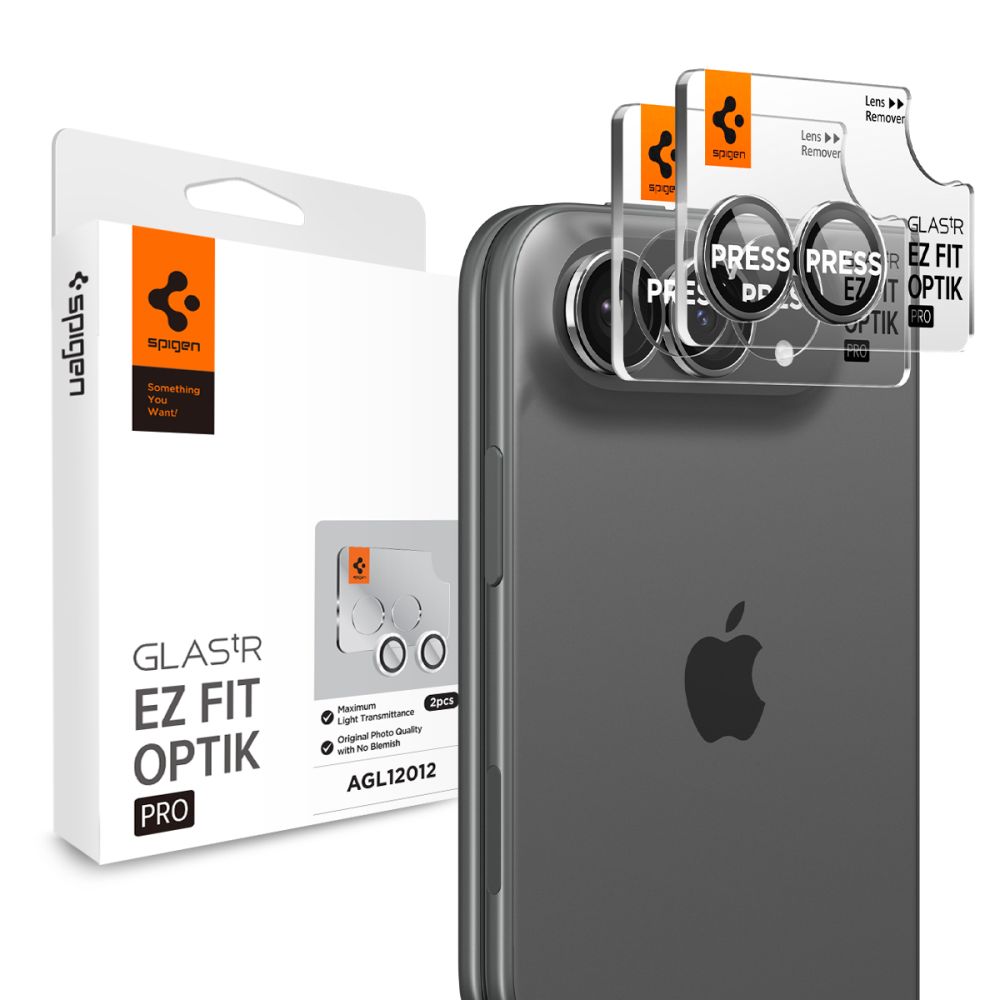 Osłona na Obiektywy Aparatu SPIGEN OPTIK PRO GLAS.TR EZ FIT Camera Protector 2-PACK do iPhone Duo, Star White, Biała z Aplikatorem