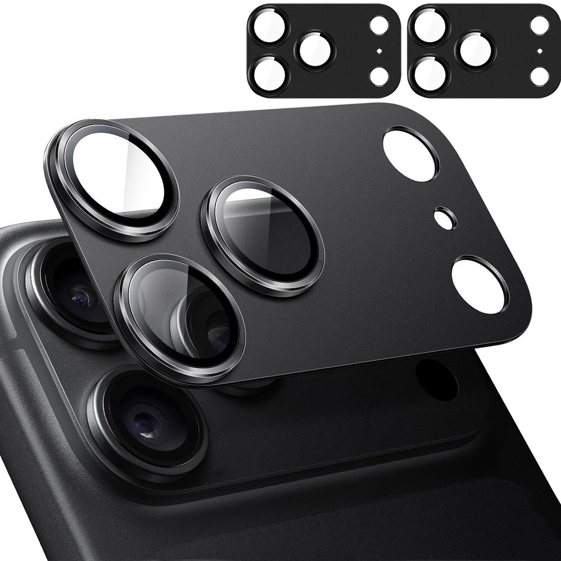 2x CamRing Alu | Szkło na Aparat Nakładka | Czarne do Apple iPhone 18 Pro Max